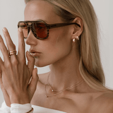 Women’s Rounded Aviator Sunglasses – Camo Stripe Frame with Toffee-Tinted Lenses