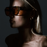 Women’s Rounded Aviator Sunglasses – Camo Stripe Frame with Toffee-Tinted Lenses