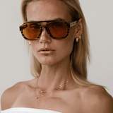 Women’s Rounded Aviator Sunglasses – Camo Stripe Frame with Toffee-Tinted Lenses