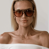 Women’s Rounded Aviator Sunglasses – Camo Stripe Frame with Toffee-Tinted Lenses
