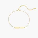 Gold Bar Bracelet - Solitaire Center Stone - 18K Gold Tone - Adjustable