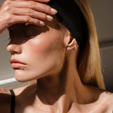 Silver Hoop Earrings - Organic Abstract Shape - Polished Silver Tone - Alloy