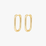 Gold Hoop Earrings - Rectangular Minimalist Design - 18K Gold Tone - Polished
