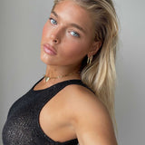 Gold Hoop Earrings - Rectangular Minimalist Design - 18K Gold Tone - Polished