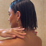 Gold Hoop Earrings - Rectangular Minimalist Design - 18K Gold Tone - Polished