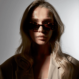 Women’s Slim Rectangular 90s Sunglasses – Choc Tortoise Frame with Smoke Lenses