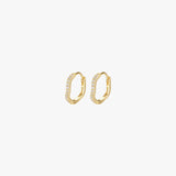 Gold Huggie Earrings - Organic Abstract Pave - 18K Gold Plated - Zirconia