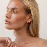 Gold Huggie Earrings - Organic Abstract Pave - 18K Gold Plated - Zirconia