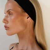 Silver Tone Huggie Earrings with Organic Pave Detail