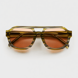 Women’s Rounded Aviator Sunglasses – Camo Stripe Frame with Toffee-Tinted Lenses