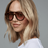 Women’s Rounded Aviator Sunglasses – Camo Stripe or Tortoise Frame with Toffee or Mocha Lenses