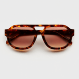 Women’s Rounded Aviator Sunglasses – Camo Stripe or Tortoise Frame with Toffee or Mocha Lenses