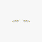 Gold Stud Earrings - Clustered Zirconia Design - 18K Gold Tone - Polished