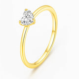 Gold Heart Ring - Heart Shaped Zirconia - 18K Gold Tone - Polished Finish