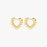 Twisted Gold Plated Heart Shaped Hoop Earrings