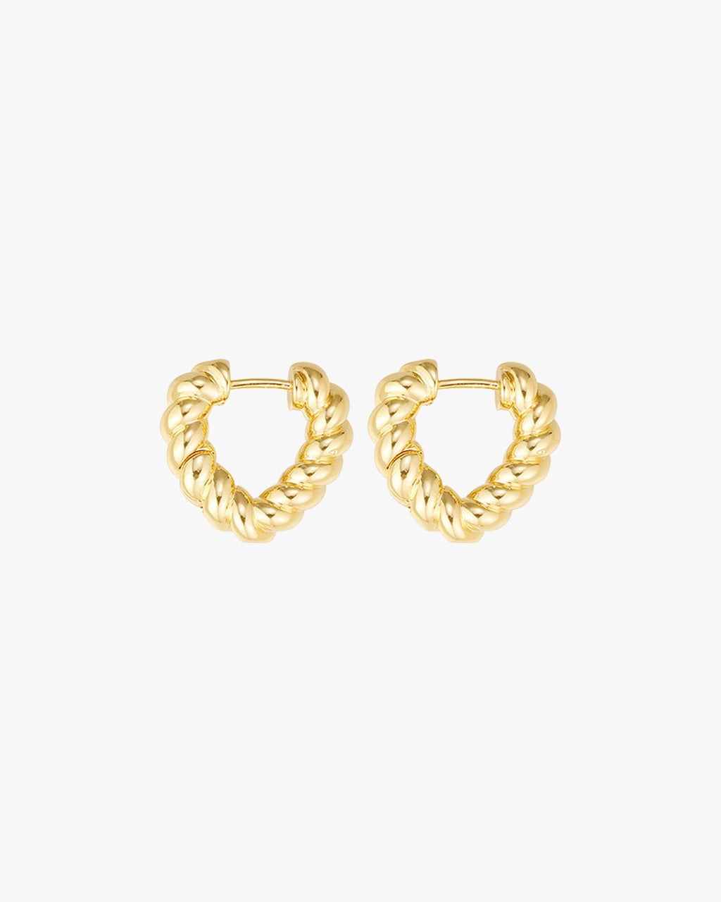 Twisted Gold-Plated Heart-Shaped Hoop Earrings