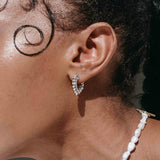 Silver Tone Twisted Heart Shaped Hoop Earrings