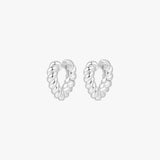 Silver Tone Twisted Heart Shaped Hoop Earrings