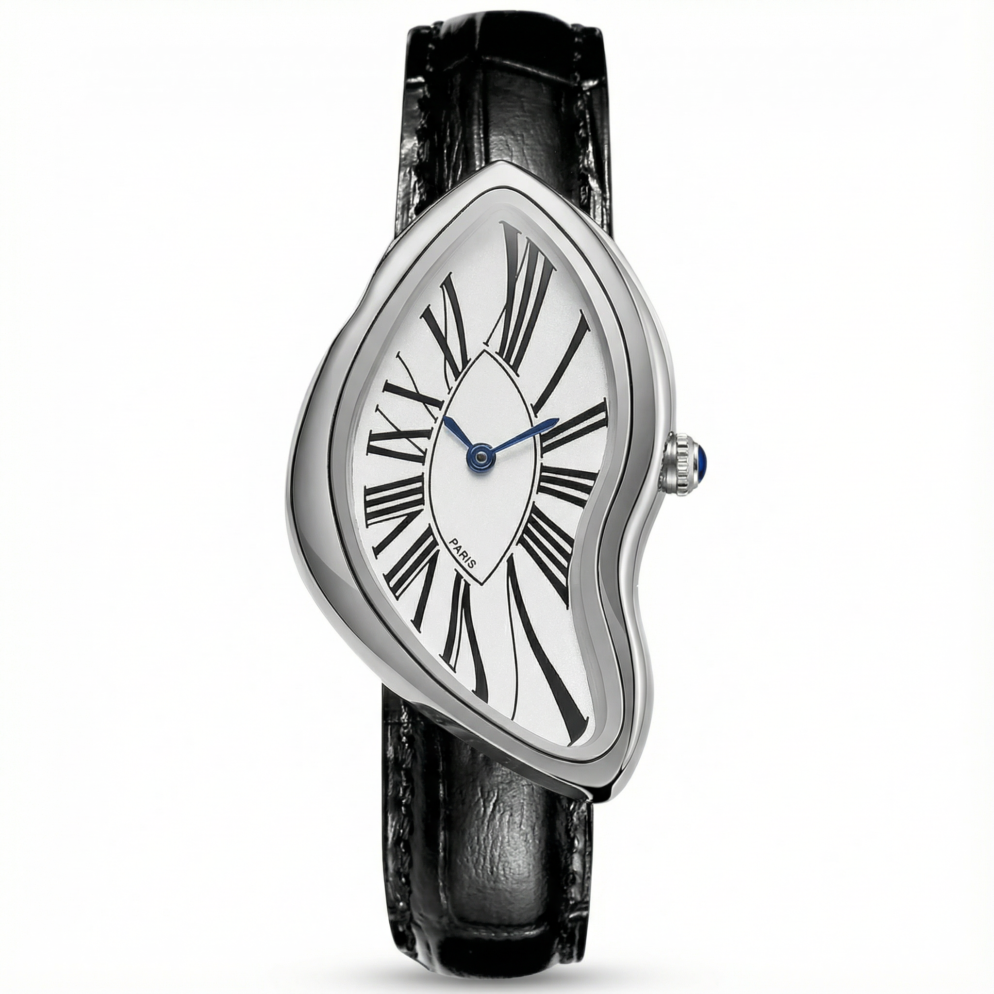 Main Image: Silver Surrealist Melted Watch Legacy & Lace White Background