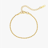 Gold Rope Bracelet - Twisted Chain Design - 18K Gold Tone - Adjustable