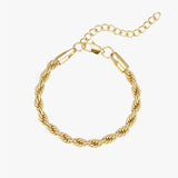 Gold Rope Bracelet - 4mm Twist Chain - 18K Gold Tone - Stainless Steel