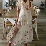 Women's Half Sleeves V Neck Boho Summer Dress | Midi