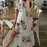 Women's Half Sleeves V Neck Boho Summer Dress | Midi