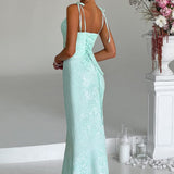 Women's Fitted Wedding Guest Dress with Tie Straps | Maxi