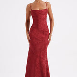 Women's Fitted Wedding Guest Dress with Tie Straps | Maxi