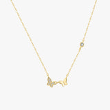 Gold Butterfly Necklace - Multi-Charm Zirconia - 18K Gold Tone - Layered