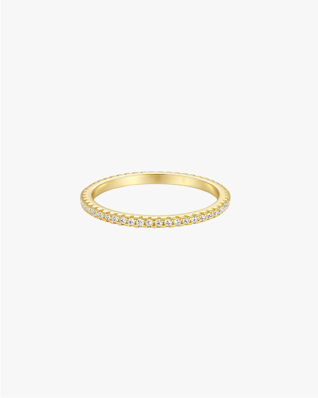 Gold-Tone Thin Band Ring with Clear Stones
